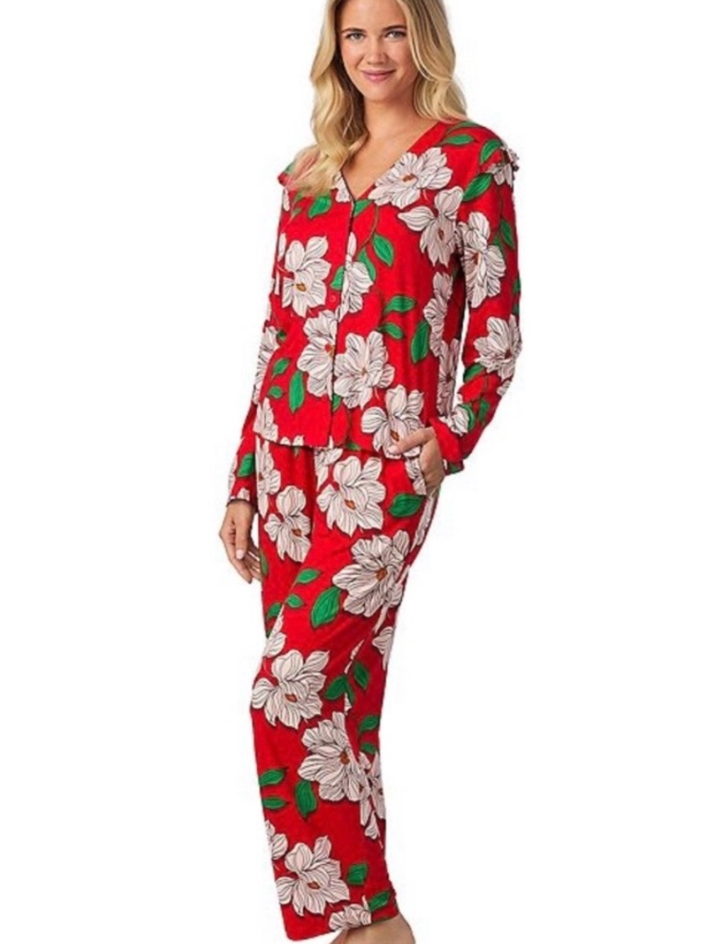 Draper James Red Floral Button-Front Pajama Set